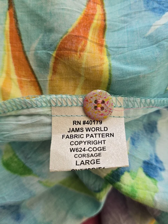 Jams World Hawaiian Shirt Womens L Tropical Floral Button Down Short Sleeve - Picture 6 of 7